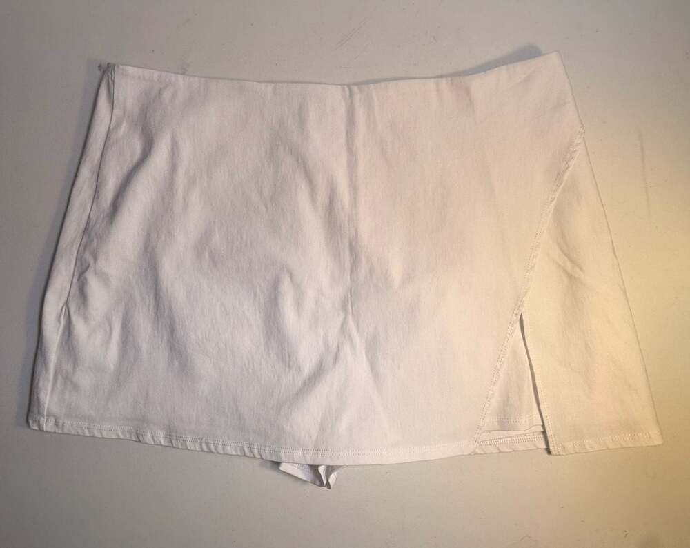 Arula White Wrap Front Skort Size A Plus Size Stretch Mini Skirt Shorts